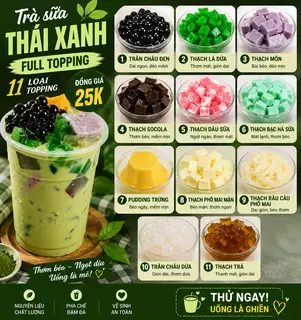 Hình ảnh TRÀ SỮA THÁI XANH FULL TOPPING
