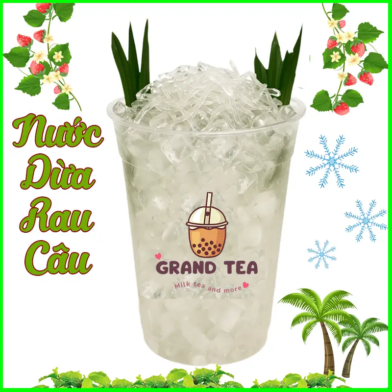Nước dừa rau câu dừa/Coconut Water With Coconut Jelly - 49.000 ₫ tại Grand Tea - Trà Sữa & Nước Dừa Sinh Tố Đá Xay - Bình Lợi
