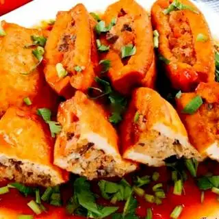 cơm đậu nhồi, nấm kho rau xào dua mắm  - 39.000 ₫ tại Quán Chay Hạnh Thảo - Đường Số 5