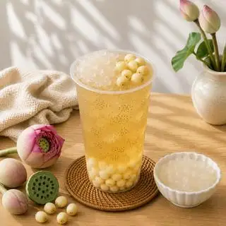 Hình ảnh Trà sen thạch nổ củ năng trắng hạt chia