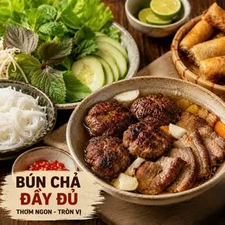 Hình ảnh Combo Bún Chả Đầy Đủ + 1 Nem Rán