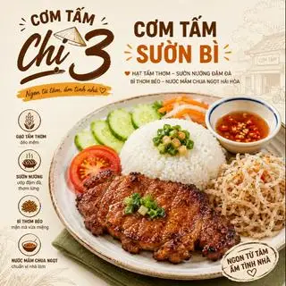 Cơm Tấm Sườn Bì - 52.000 ₫ tại Cơm Tấm Chị 3 - Vườn Chuối