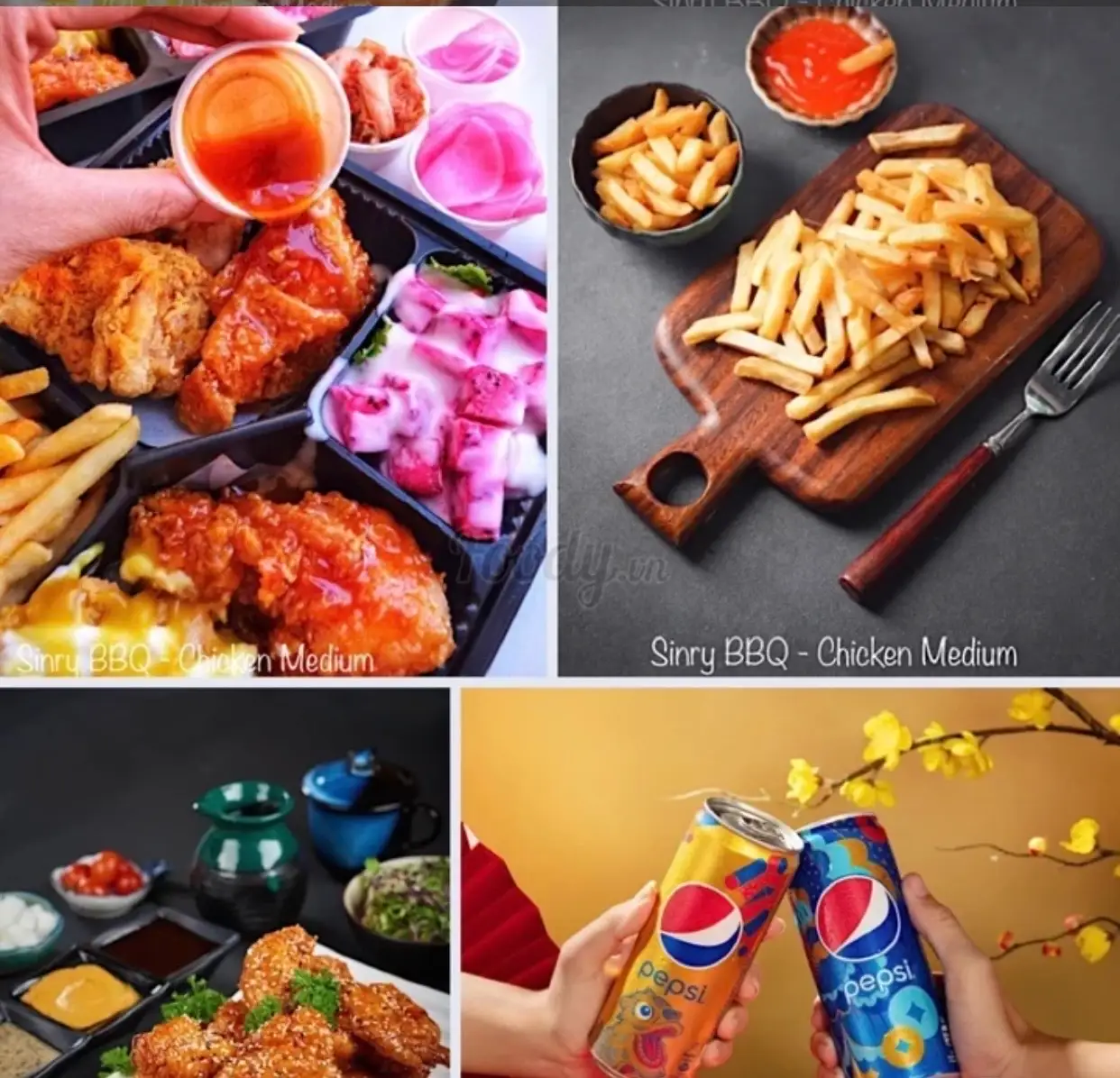 Hình ảnh Combo 1 hộp gà mix 6 vị - nửa con gà sốt ngọt - 1 khoai tây - 2 pepsi
