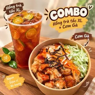Hình ảnh Cơm Gà Giòn + Hồng Trà Tắc XL
