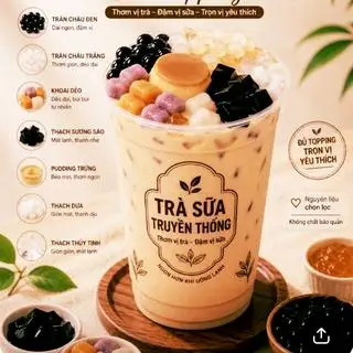 Hình ảnh Trà Sữa truyền thống full topping 
