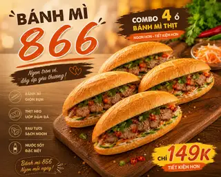 combo 5 ổ bánh mì thịt 866 siêu ưu đãi - 150.000 ₫ tại Bánh Mì Thịt 866 - Trường Sa