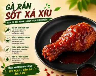 gà rán sốt xá xíu - 47.000 ₫ tại Heo Con - Cơm Gà Sốt & Hamburger - Nguyễn Gia Trí