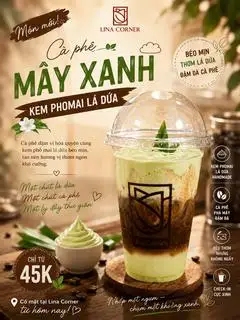 Hình ảnh Cafe Mây Xanh Kem Phomai lá dứa