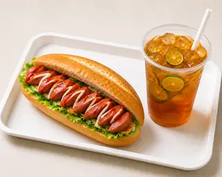 Hình ảnh Combo Bánh mì lạp xưởng xúc xích+ trà quất