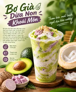 Hình ảnh Bơ Già Dừa Non Khoai Môn