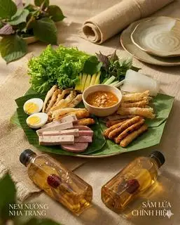 2 NGƯỜI CĂNG BỤNG ( 1 phần Tá lả + 1 phần Nem nướng Nha Trang + 2 sâm bông cúc ) - 246.000 ₫ tại Bếp Lê Gia - Nem Nướng Nha Trang - Trần Xuân Soạn