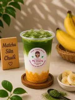 Matcha Latte Sữa Chuối +Trân châu - 41.000 ₫ tại Trà Sữa & Ăn Vặt Mẹ Cherry - Trần Đình Xu