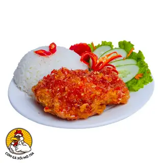 Cơm gà xốt mắm tỏi má đùi - 52.000 ₫ tại Cơm Gà Xối Mỡ Giòn Giòn - Thạnh Lộc 28