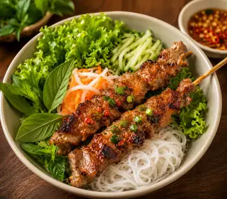 Bún thịt nướng chả giò - 55.000 ₫ tại Bún - Cơm Thịt Nướng & Trà Trái Cây - ALLEY 399 - Nguyễn Đình Chiểu