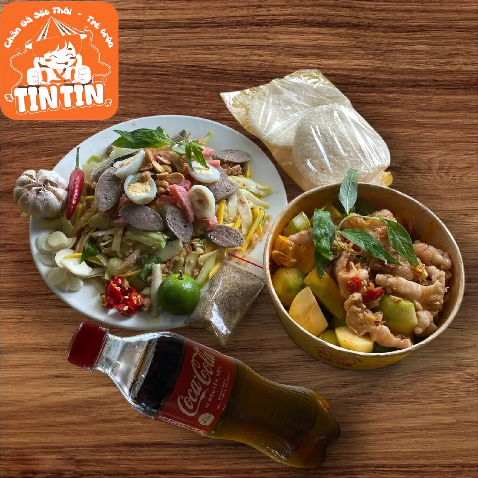 (Combo 1)tré trộn thập cẩm+chân gà sốt thái size M (tặng 1 phồng tôm + 1 Coca) - 139.000 ₫ tại Tré Trộn & Chân Gà Sốt Thái Tin Tin - Lò Lu