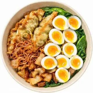 Hình ảnh Mì trộn Mandu tóp mỡ + trứng cút
