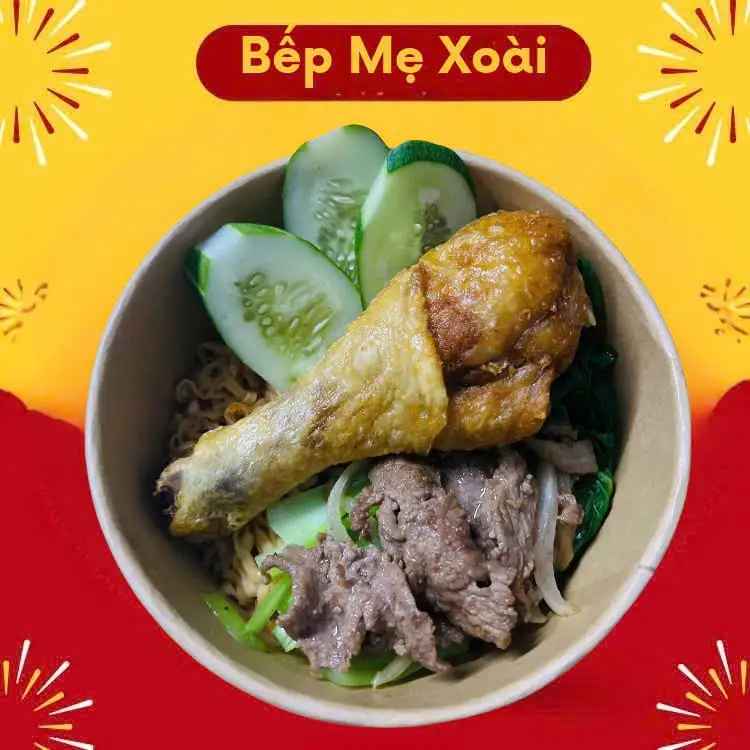 Mỳ trộn Đùi gà + bò xào - 68.000 ₫ tại Bếp Mẹ Xoài - Mì Trộn & Chân Gà Sốt Thái - Đường 6D