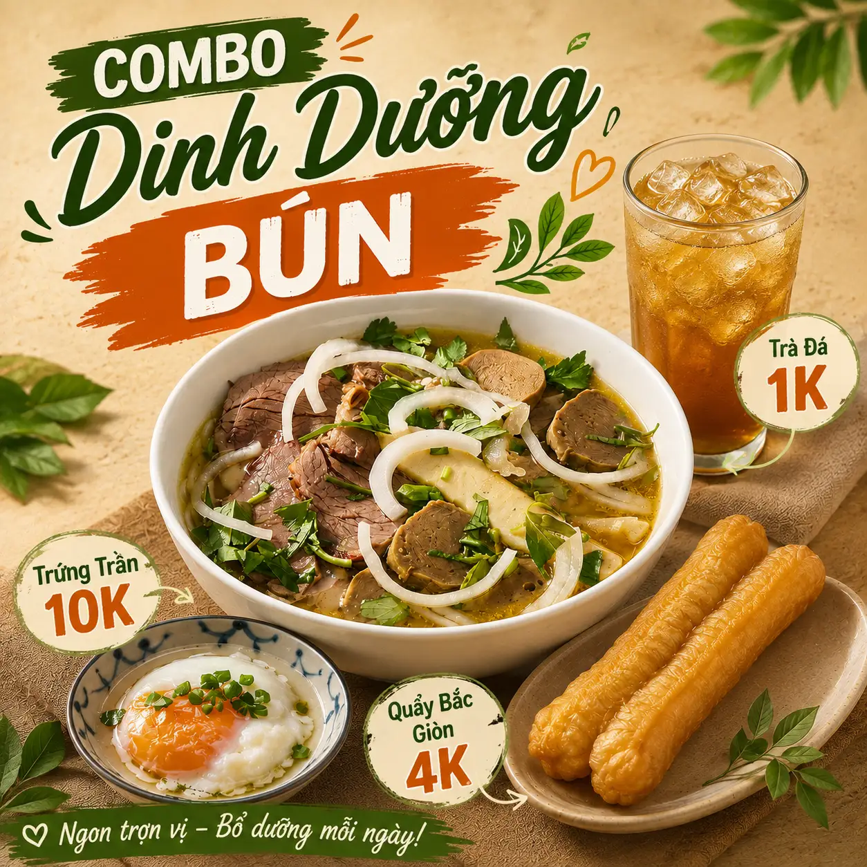 Bún Bò Huế Sườn Sụn+Topping Tự Chọn +Trứng,Quẩy+Trà Đá - 90.000 ₫ tại Bún Bò Huế Mỡ Nổi Chị Duyên - Âu Dương Lân