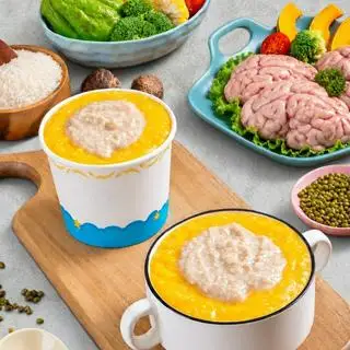 Hình ảnh Cháo óc heo chưng bí đỏ