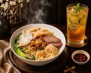 Mì thập cẩm trộn khô ( tặng trà tắc) - 105.000 ₫ tại Hoàng Ký - Hủ Tiếu Mì, Hoành Thánh & Xá Xíu -  Điện Biên Phủ