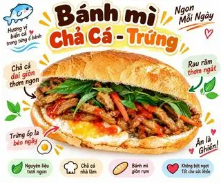 Hình ảnh Bánh mì chả cá - trứng