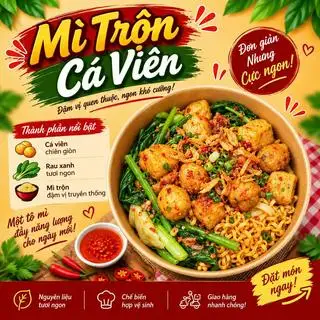 Hình ảnh Mì Trộn Cá Viên