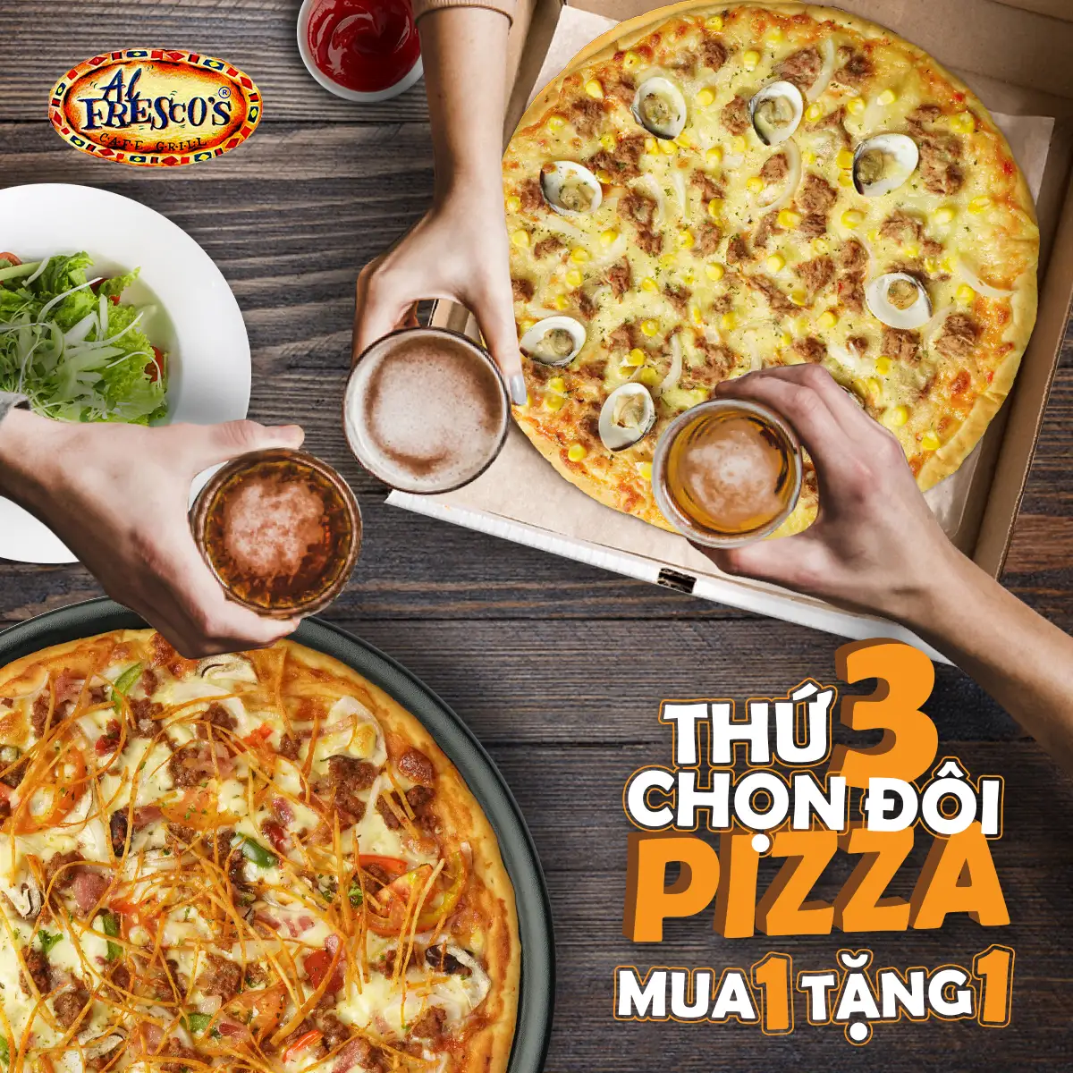 Tuesday Deal 2 | Mua 1 tặng 1 Pizza - 604.800 ₫ tại Al Fresco's - Nguyễn Thị Nghĩa