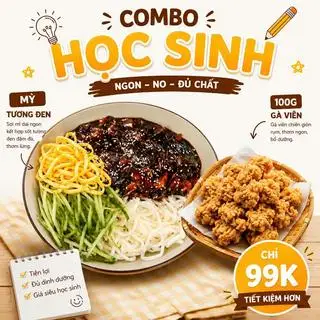 Hình ảnh combo học sinh ( mỳ tương đen + 100g gà viên) 