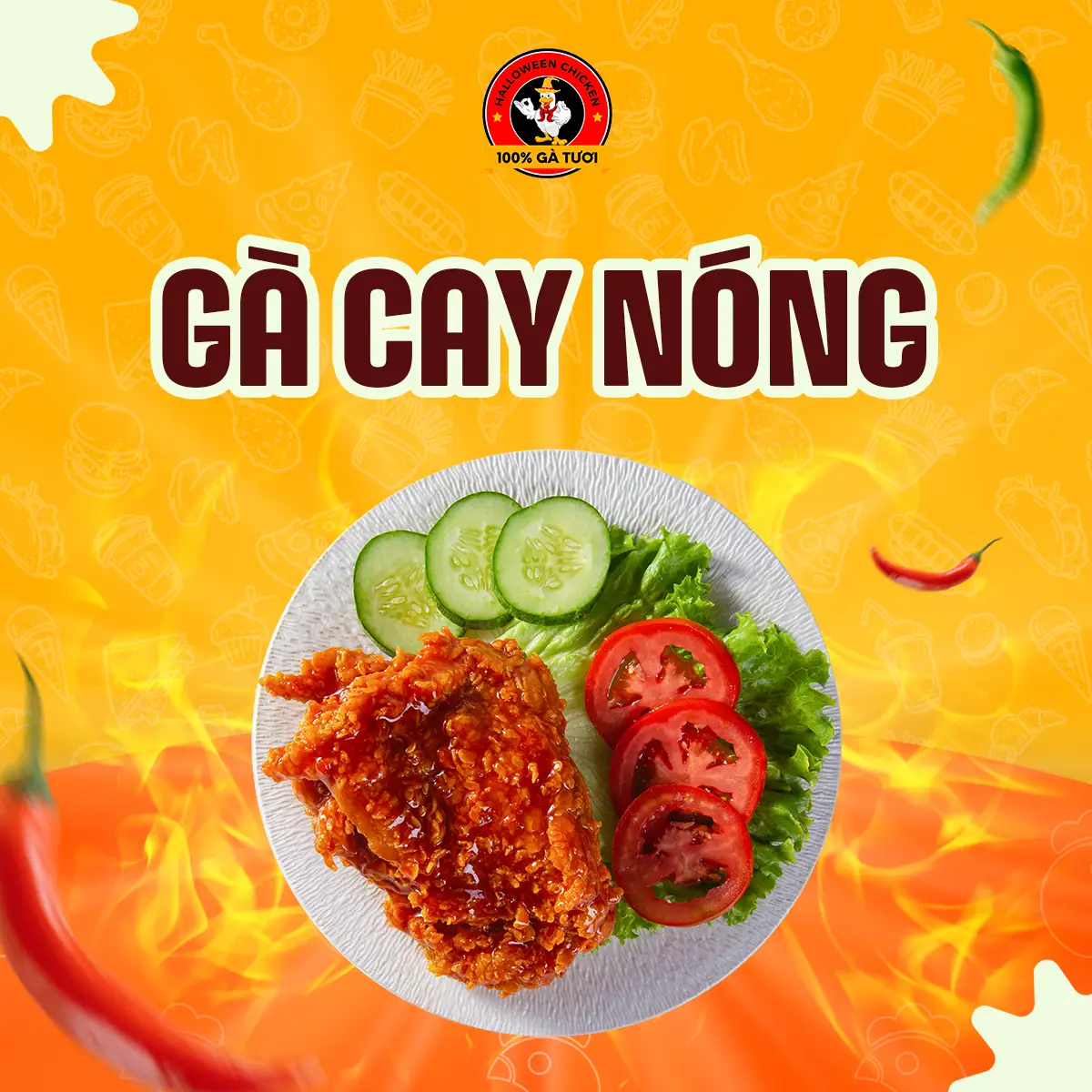 Hình ảnh Gà chiên cay nóng