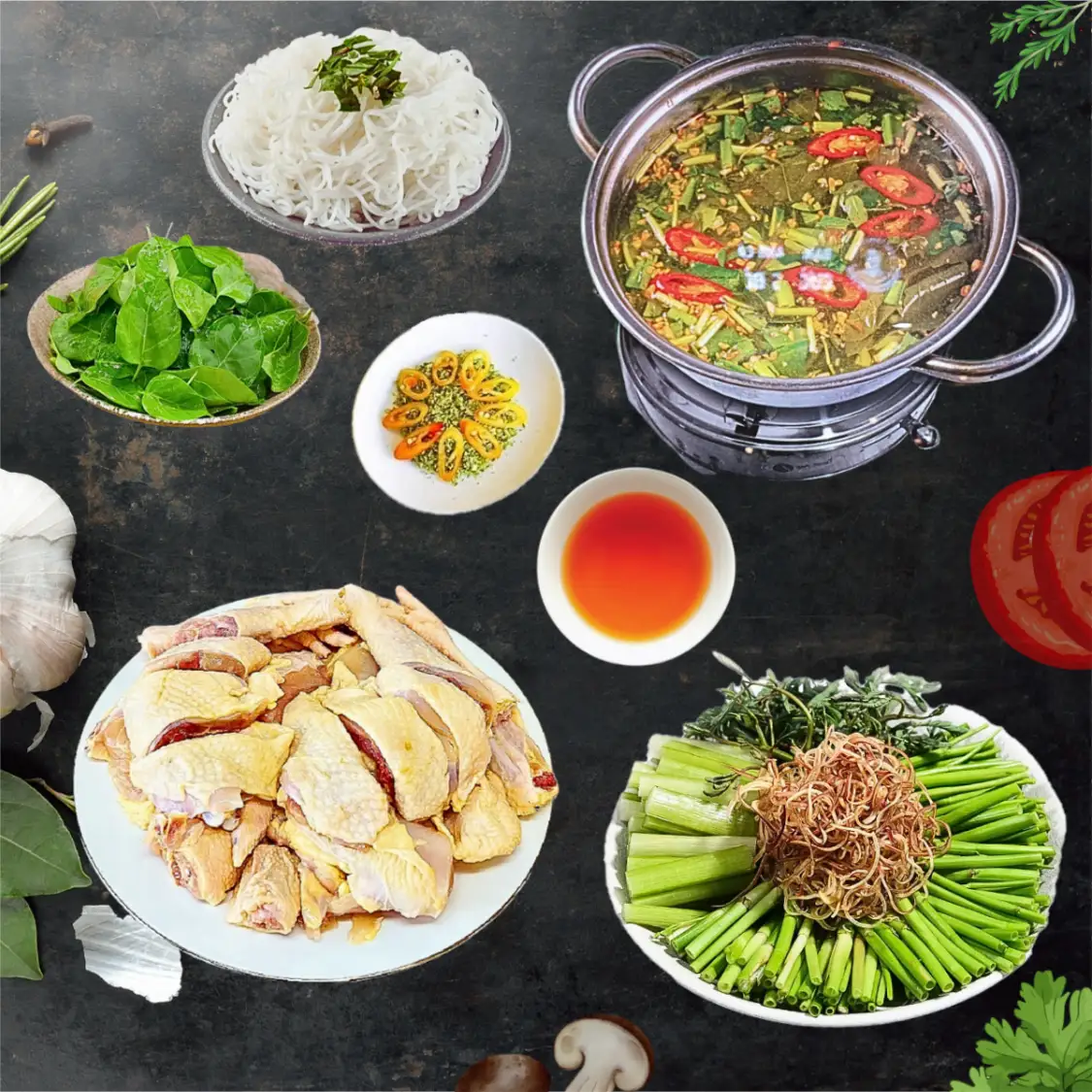 Hình ảnh Lẩu gà nấu lá giang