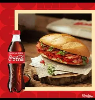 Hình ảnh Bánh mì Dân tổ và Coca cola