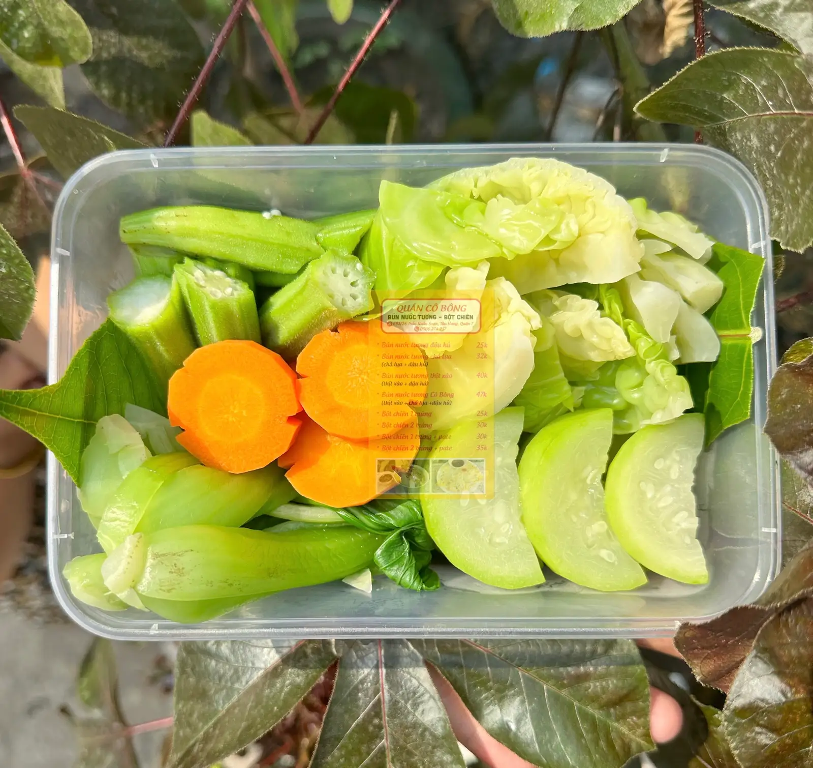 Rau Luộc Chấm Tương Cô Bông - ăn chay, keto - 55.000 ₫ tại Quán Cô Bông - Bún Nước Tương & Bột Chiên - Trần Xuân Soạn