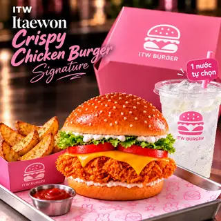 Hình ảnh Set ITW11 crispy chicken burger +1 drink +medium potato