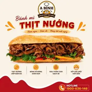 bánh mì thịt nướng - 55.000 ₫ tại Bánh Mì A Bình 88 - Võ Duy Ninh