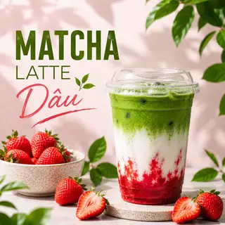 Matcha Latte Dâu - 42.000 ₫ tại Lê Gia - Hồng Trà Tắc & Bánh Tráng Muối Nhuyễn - 3 Tháng 2