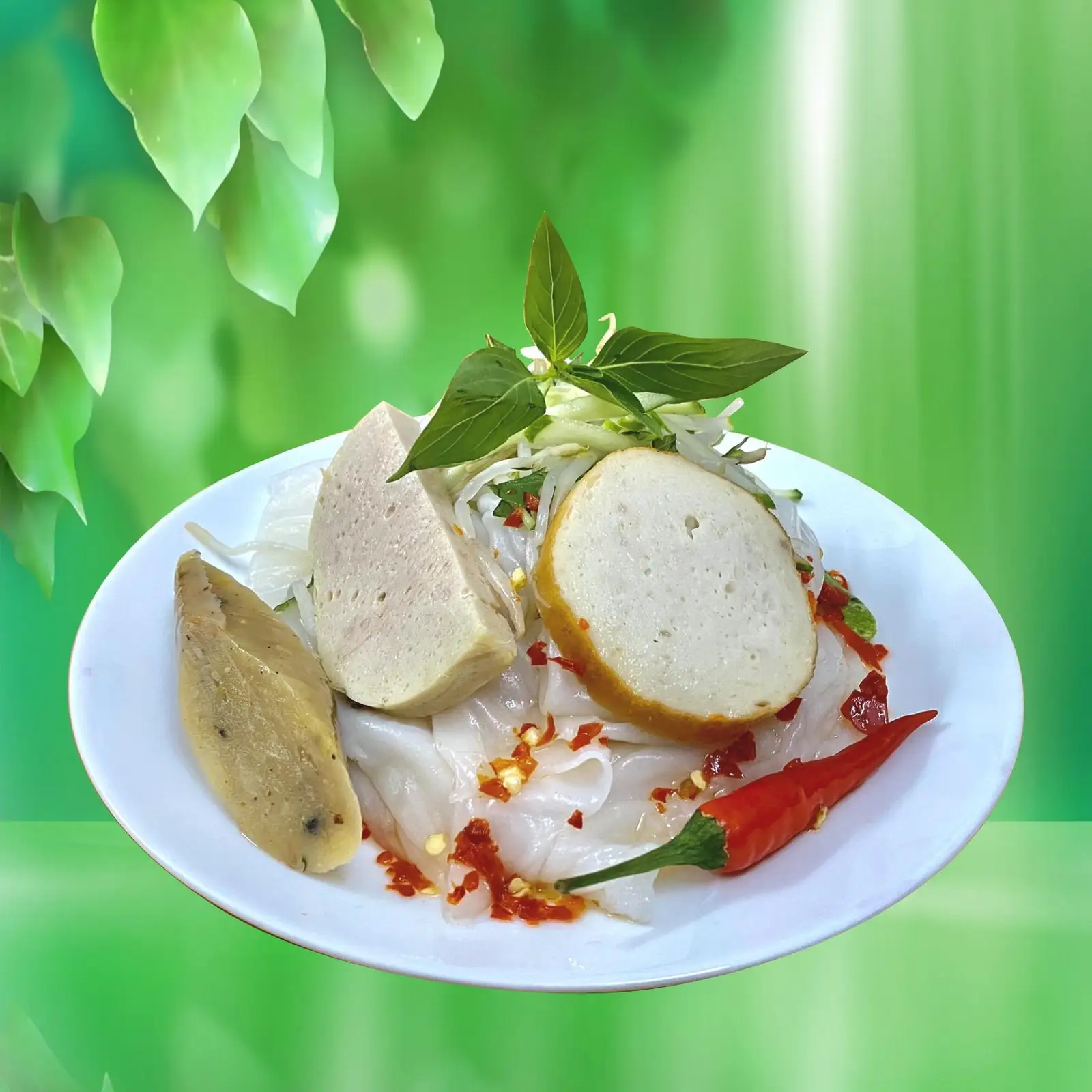 bánh ướt chay +  trái cây tráng miệng - 25.000 ₫ tại Quán Chay Diệu Hiền - Hủ Tiếu, Bún Riêu & Bún Bò Huế - Trần Thủ Độ