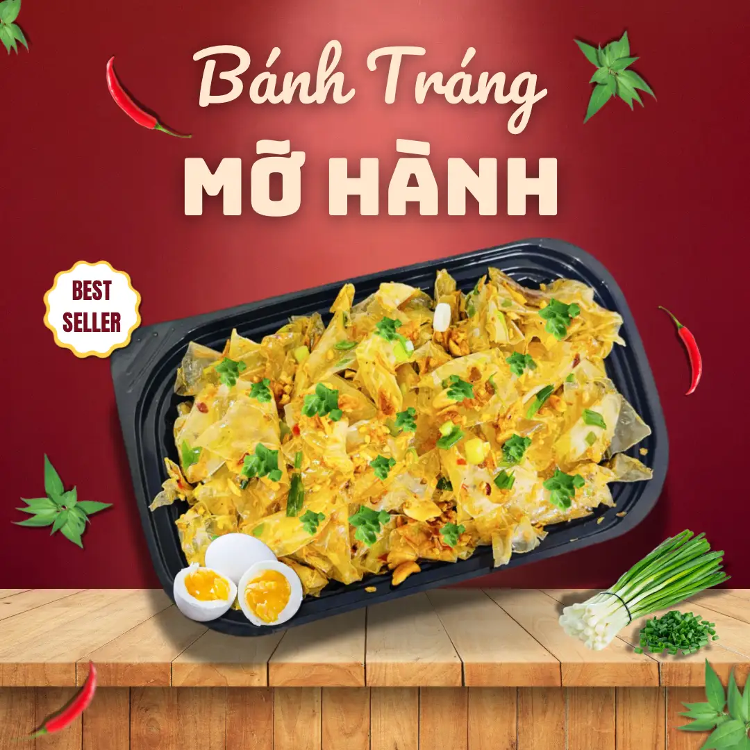 Hình ảnh Bánh Tráng Phơi Sương Trộn Mỡ Hành