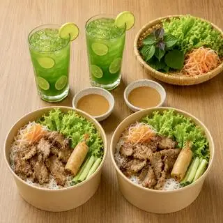 Combo 2 Phần Bún Thịt Nướng + Chả Ram có ngay 2 Ly Trà Thái - 148.000 ₫ tại Tiệm Ăn Cô Boa Duyên - Bún Mắm Nêm, Bún Thịt Nướng & Bún Nước Tương - Nguyễn Đình Chính 