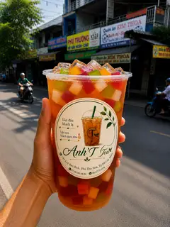Hình ảnh 1 bánh tráng ê hề - 1 hồng trà thạch trái cây ly 1L