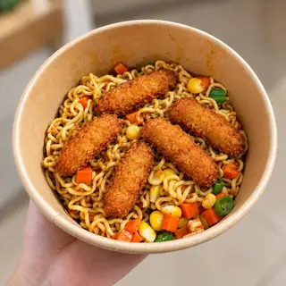 Hình ảnh Mì trộn nem chua rán