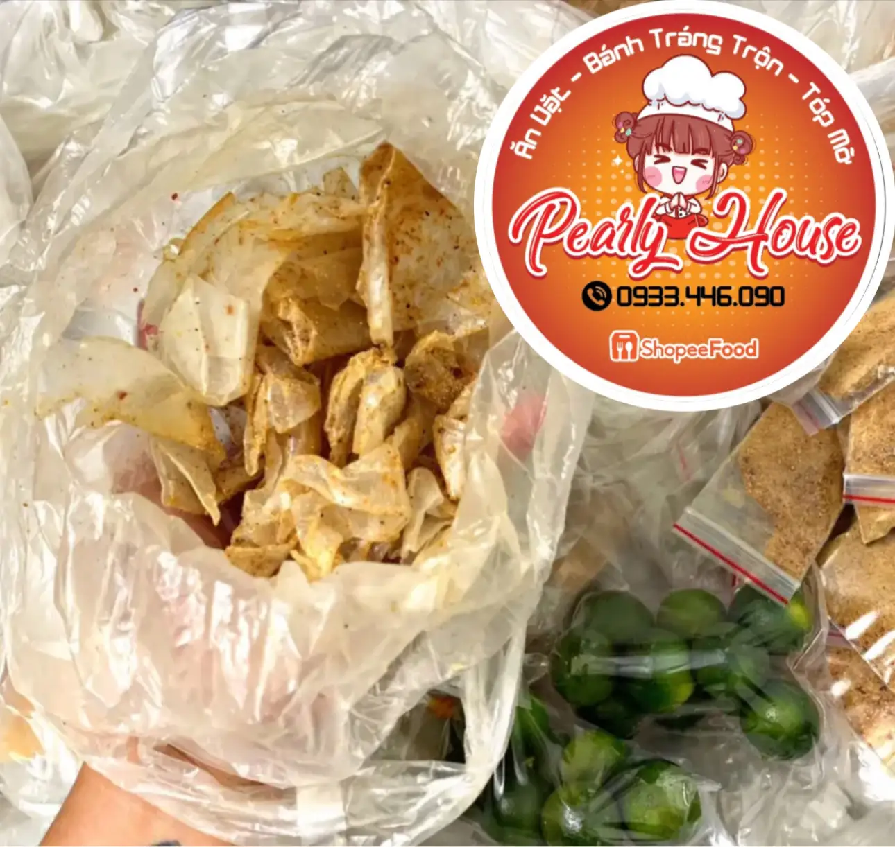 Bánh Tráng Muối Tắc Trường Học - 13.000 ₫ tại Pearly House - Bánh Tráng Trộn Tóp Mỡ Khô Bò - Phan Sào Nam