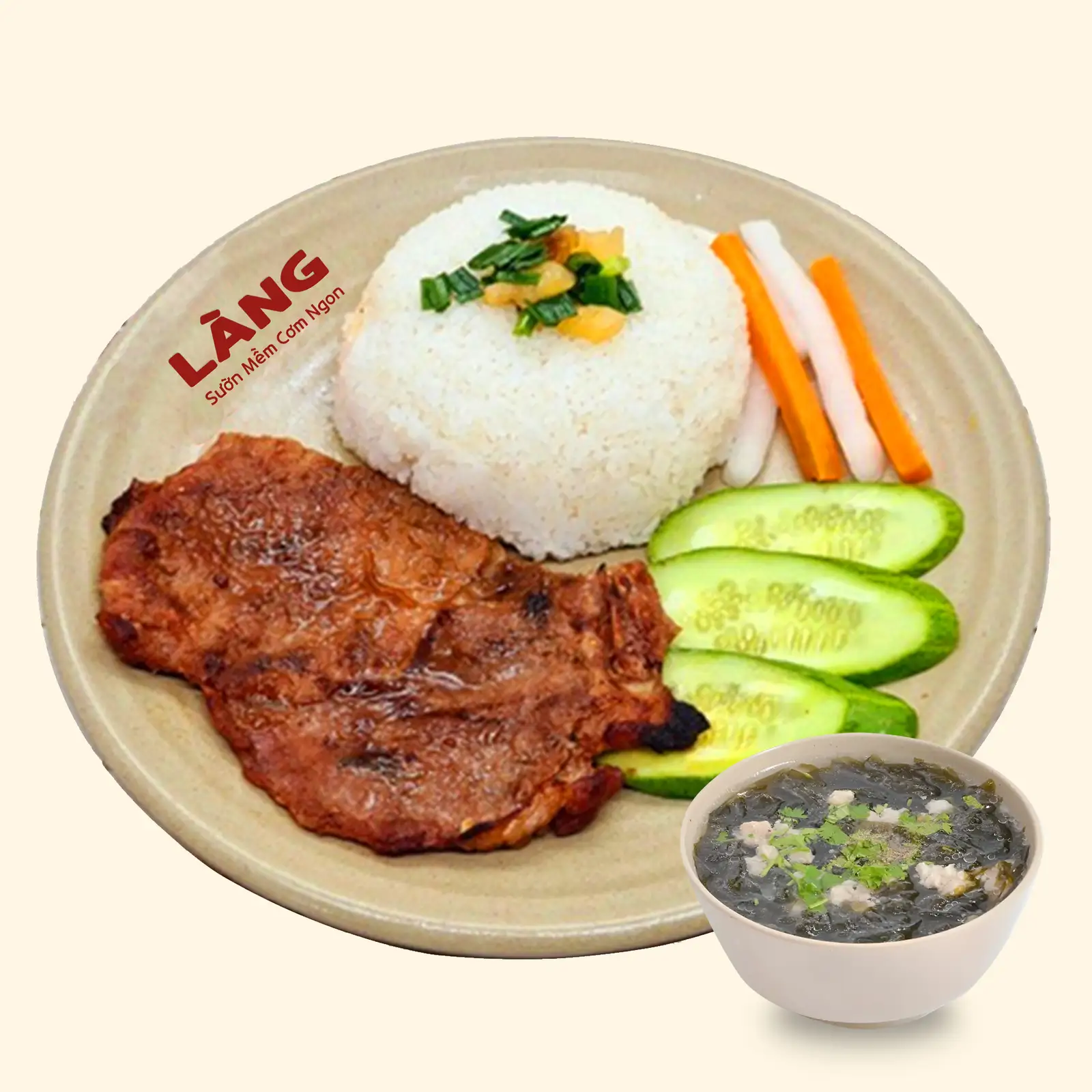 Hình ảnh Cơm Sườn Nướng - Canh Rong Biển