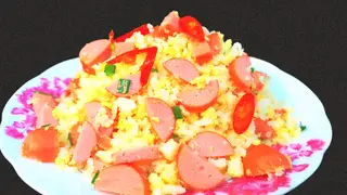 CƠM CHIÊN XÚC XÍCH+TRỨNG+TRÀ TẮC HÀ KÝ  - 50.000 ₫ tại Hà Ký - Cơm Chiên, Mì Xào & Nui Xào - Vườn Lài