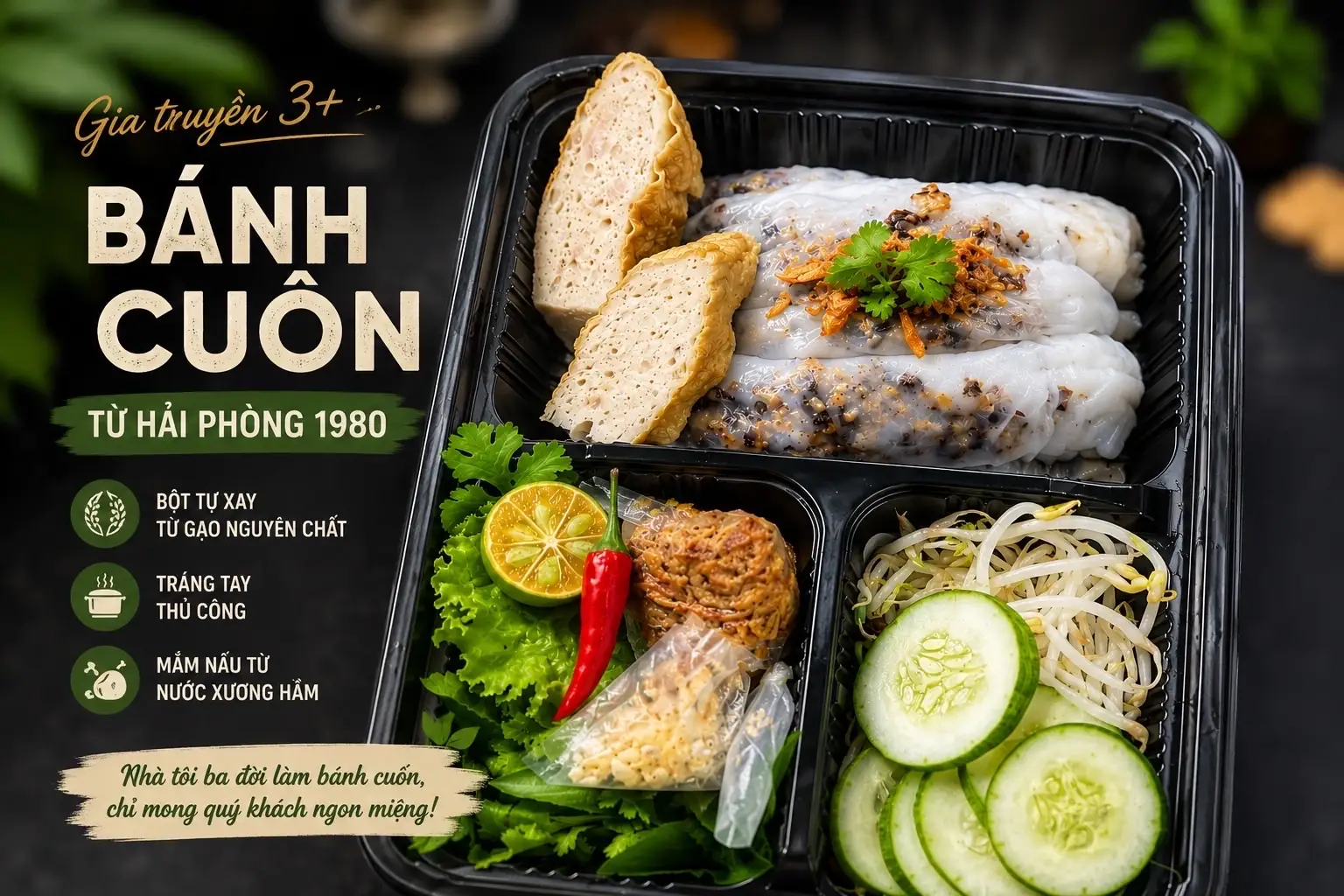 bánh cuốn nhân + chả - 50.000 ₫ tại Bánh Cuốn Gia Truyền 3+-Phạm Văn Hai