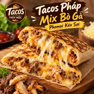 Hình ảnh Tacos Mix Bò - Gà- Phomai kéo sợi Size L
