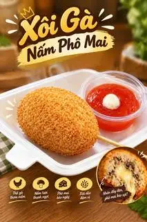 Hình ảnh XÔI GÀ NẤM PHÔ MAI