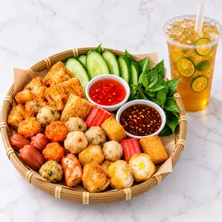 Hình ảnh Combo Mẹt cá viên chiên nhỏ+Trà tắc