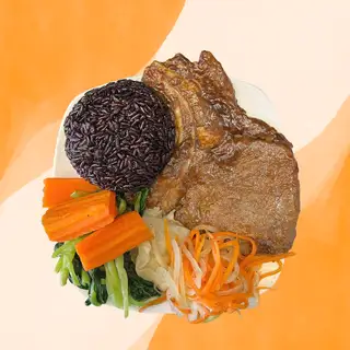 Hình ảnh Cơm gạo lứt đen sườn cốt lết