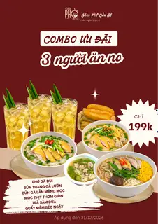 Hình ảnh Combo: Phở Gà Đùi - Bún Thang Gà Lườn - Bún Gà Măng Mọc - Mọc Thịt - Quẩy - 3 Trà Sâm Dứa