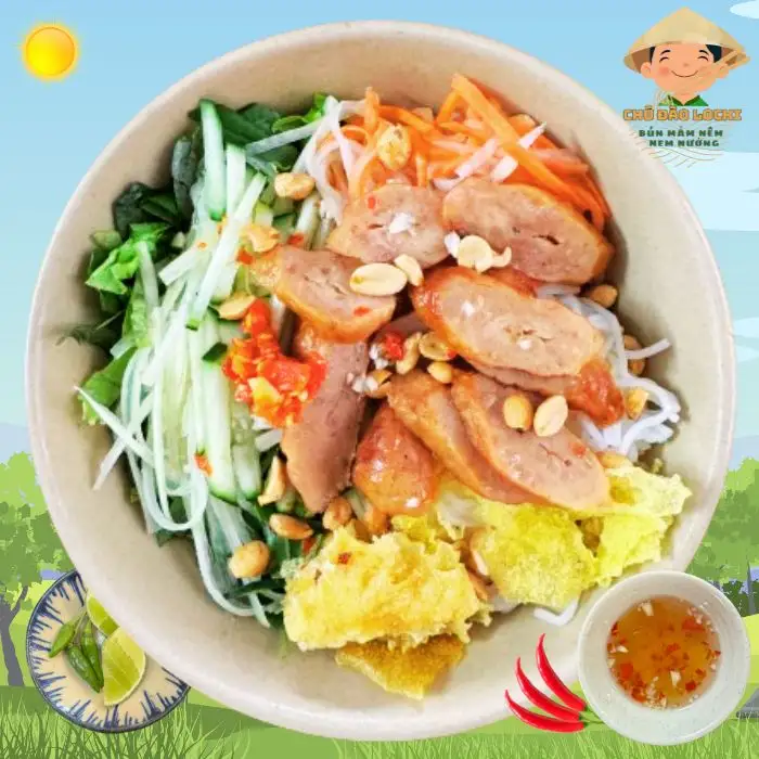 Bún Nem Nướng - 42.000 ₫ tại Chú Đào Lochi - Bún Mắm Nêm & Nem Nướng Nha Trang - Lê Văn Lương